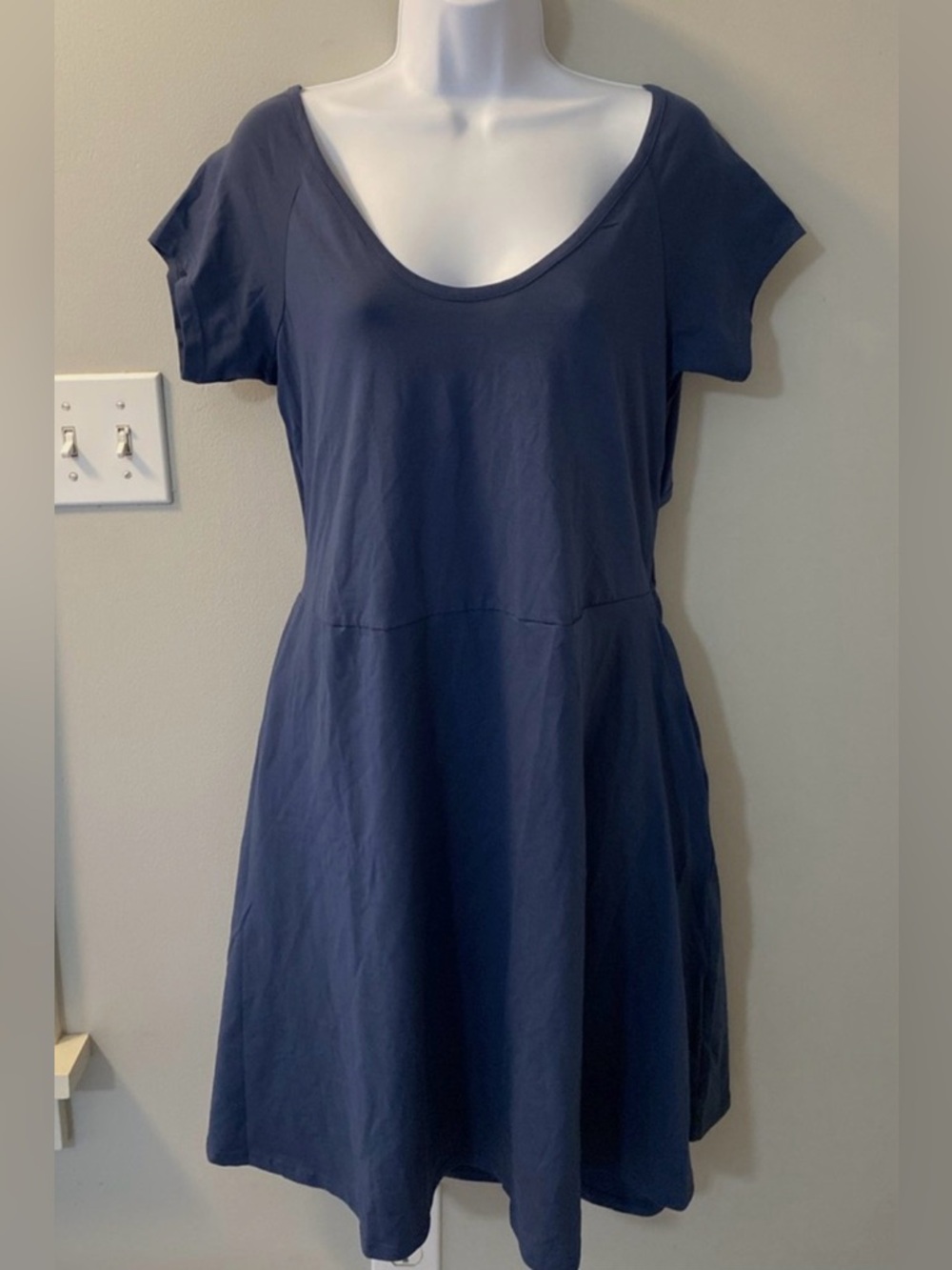 Pact Navy Scoop Neck Mini Dress